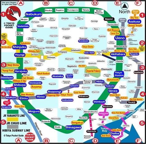 Map of Tokyo by area. Tourist map of Tokyo in English.